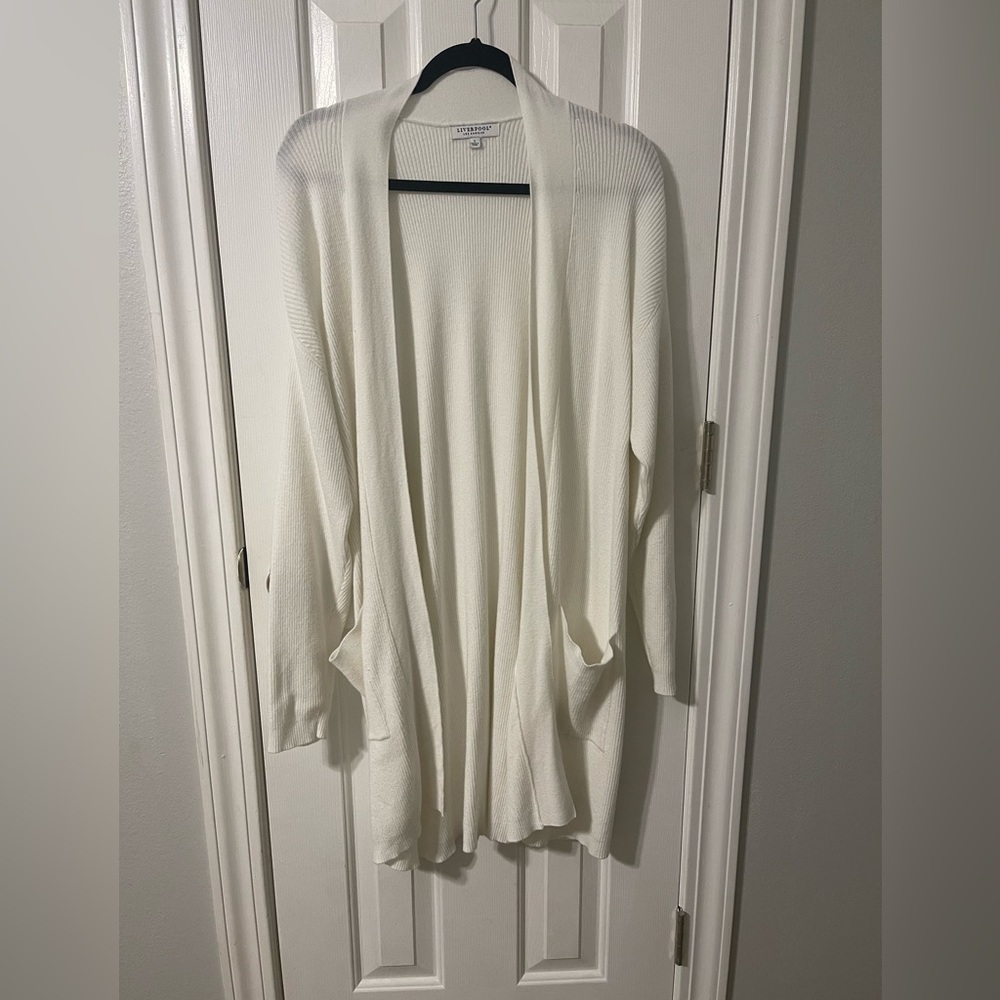 Liverpool lightweight long open front cardigan, size L